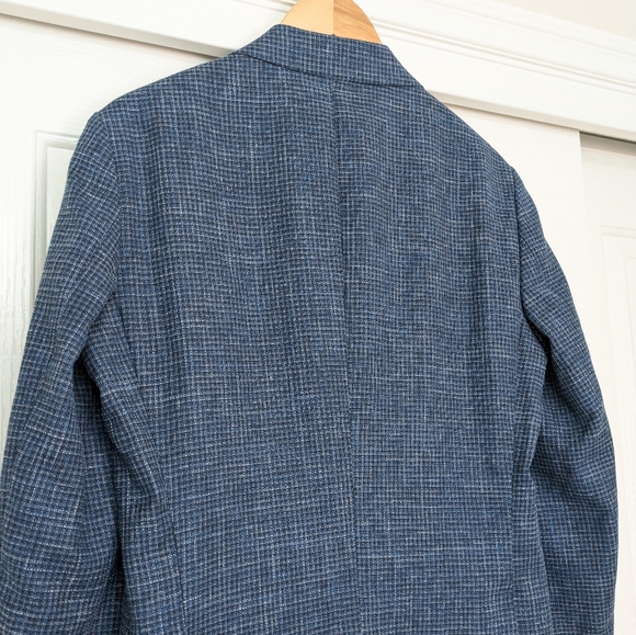 BOSS Hutson Slim Fit Blue Wool Cotton Linen Blend Sport Suit Coat Mens Jacket 38 - Picture 9 of 16